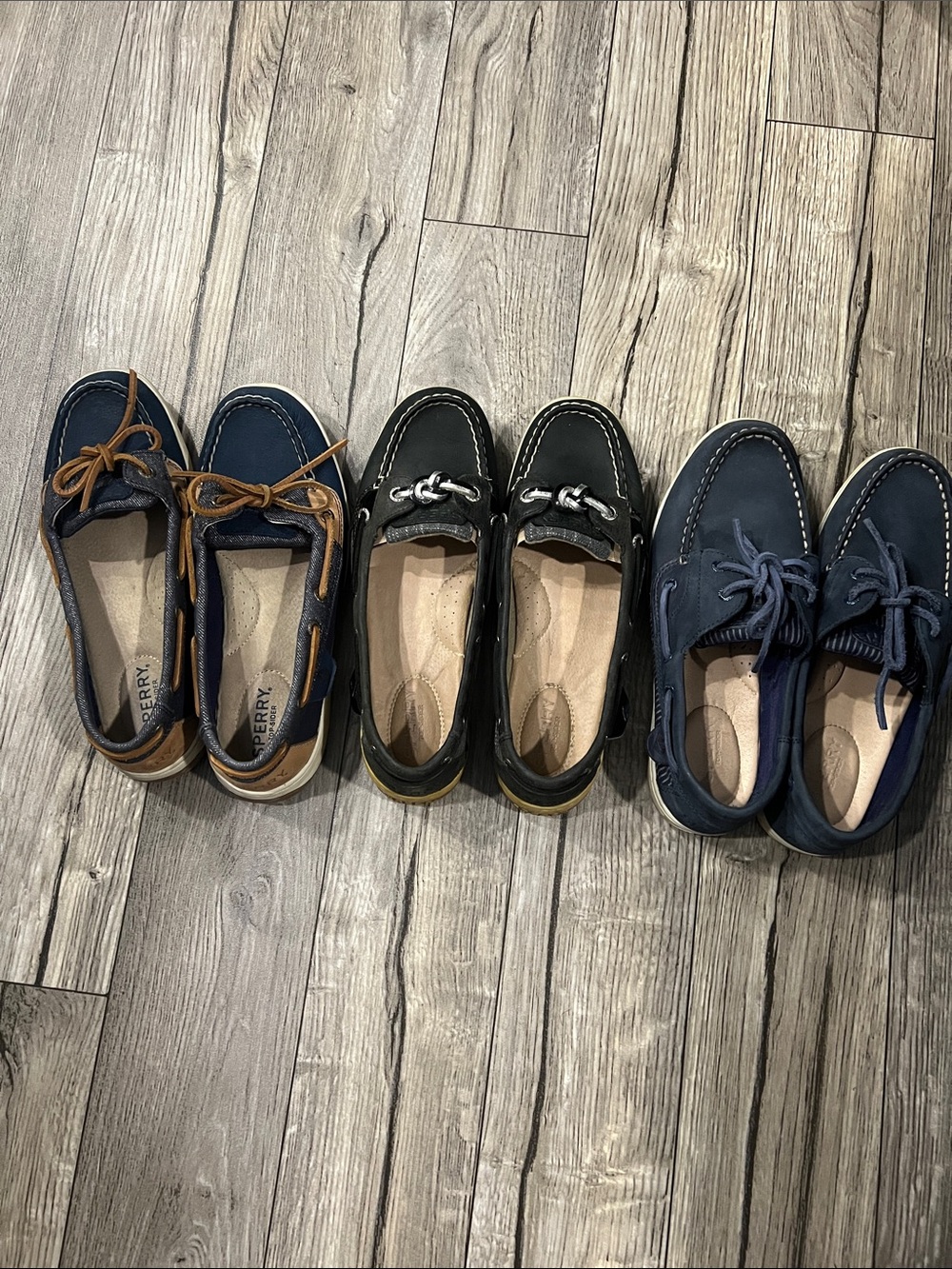 Sperry Women's Navy, Black & Brown Boat Shoe Trio used but good condition